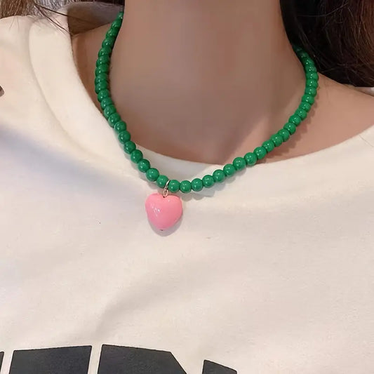 Green heart necklace