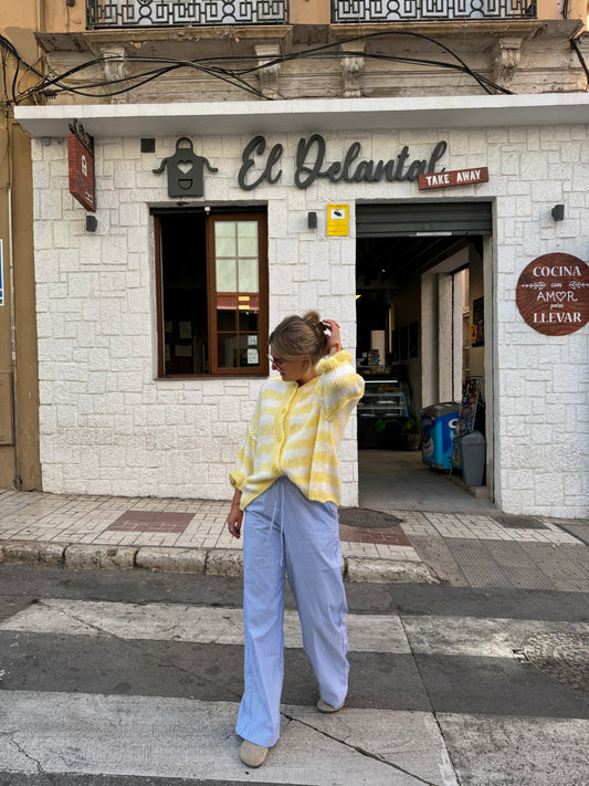 button up cardigan yellow