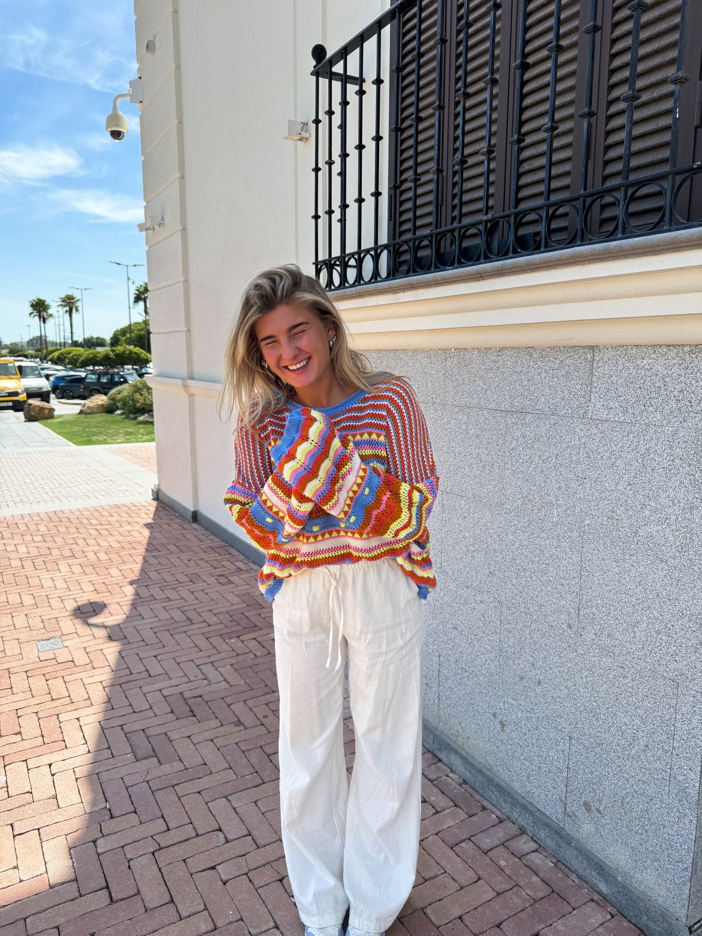 crochet colourful striped sweater