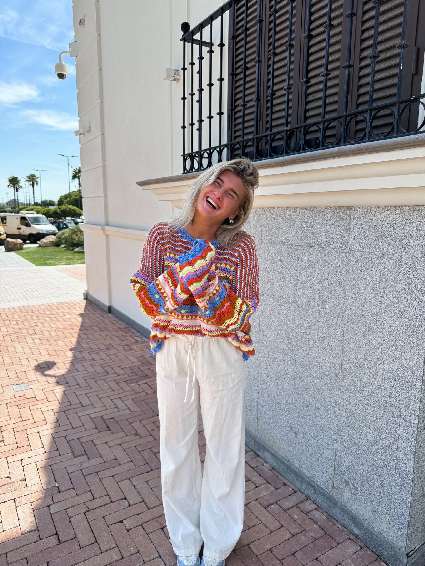 crochet colourful striped sweater