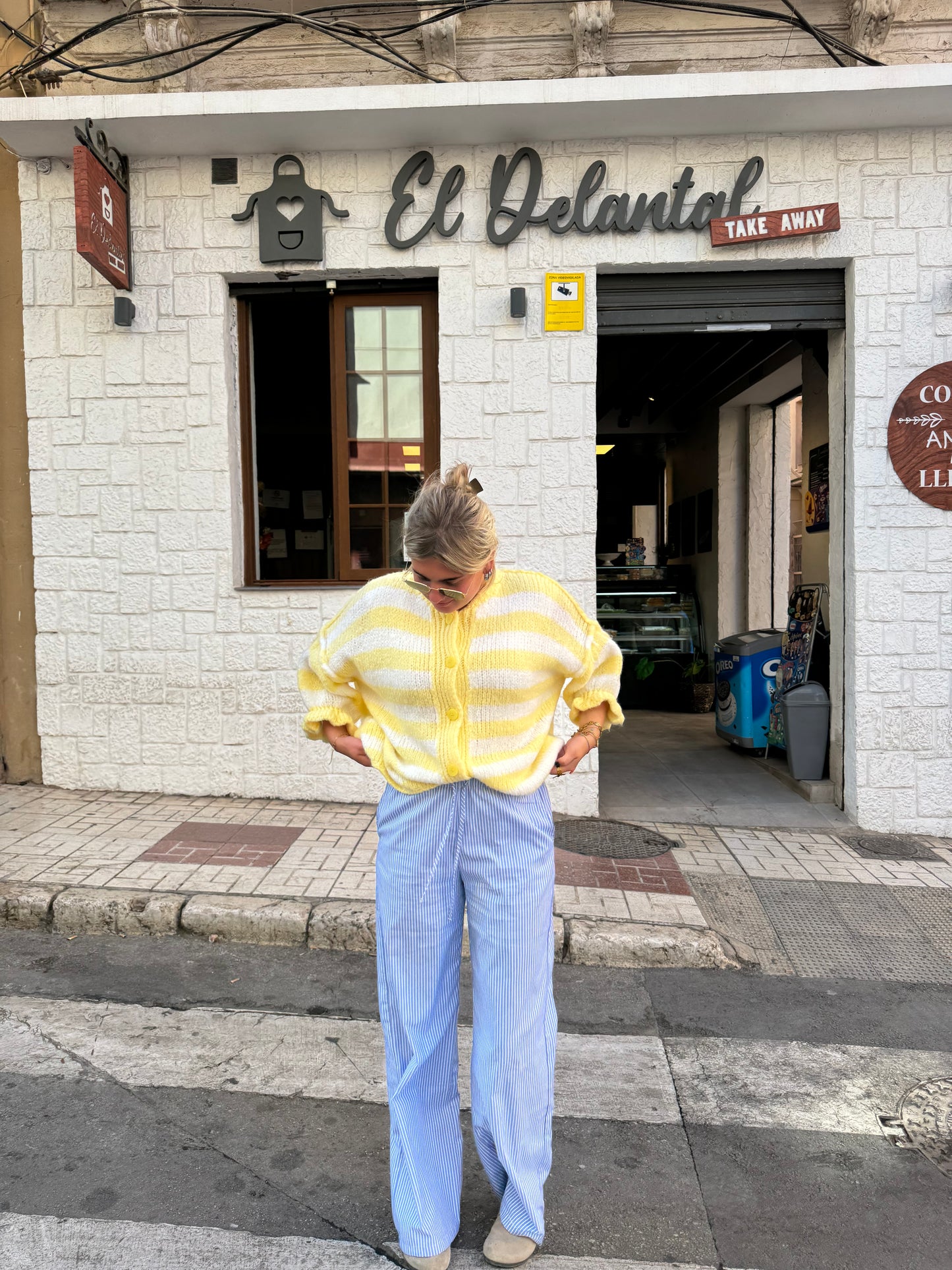 button up cardigan yellow