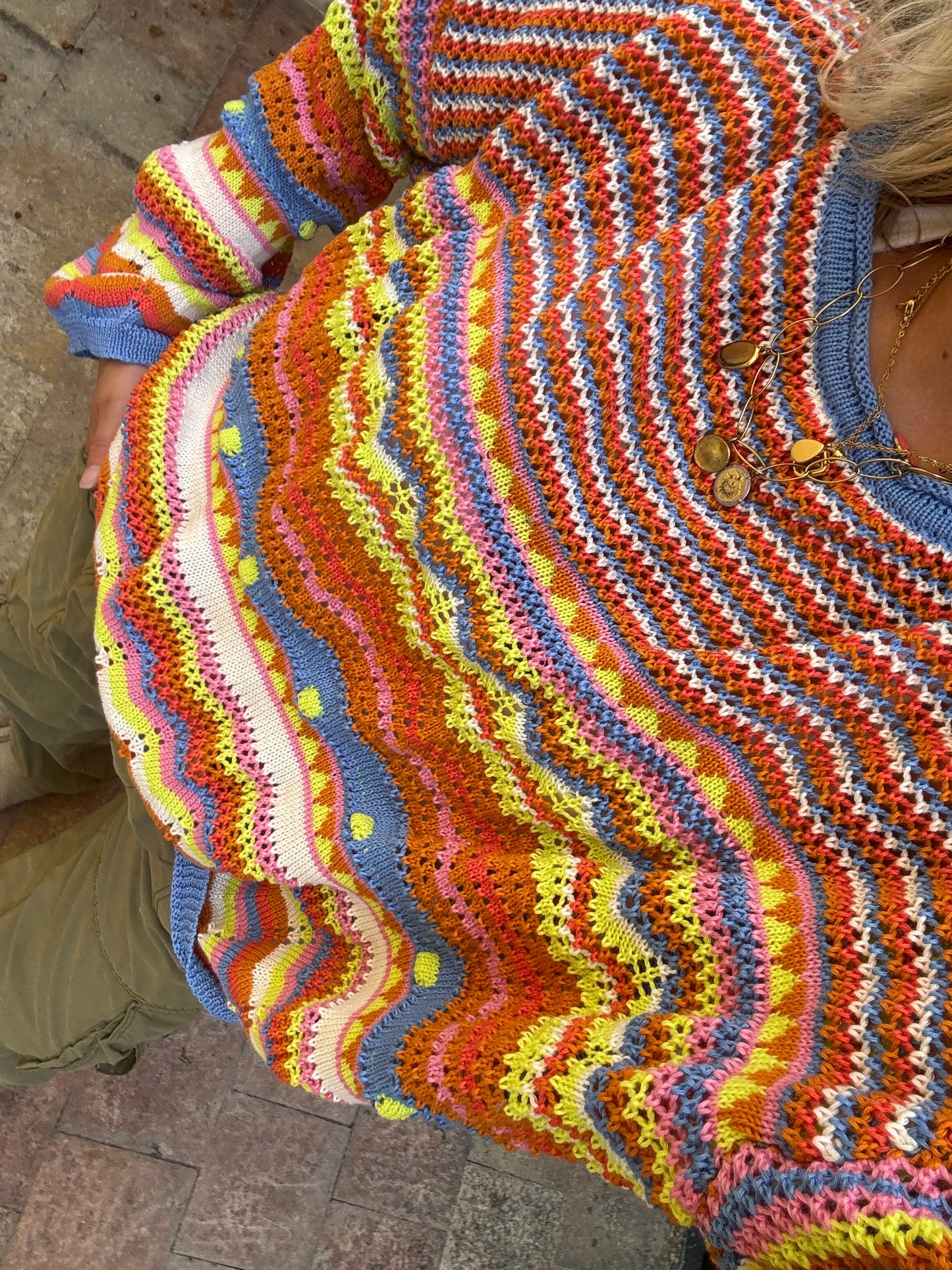 crochet colourful striped sweater