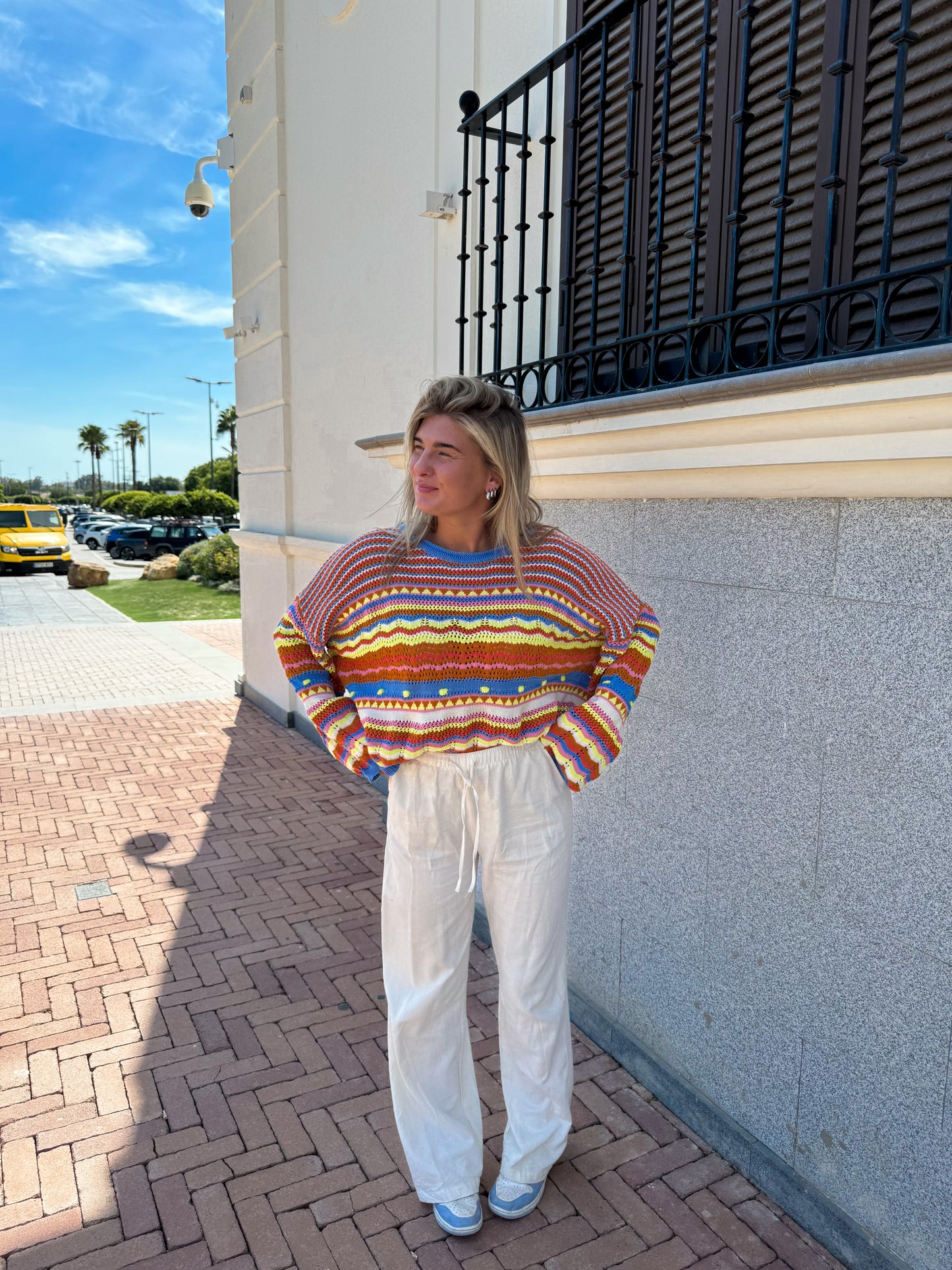 crochet colourful striped sweater