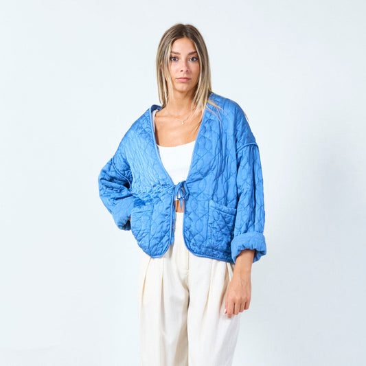 chuncky tie front jacket blue